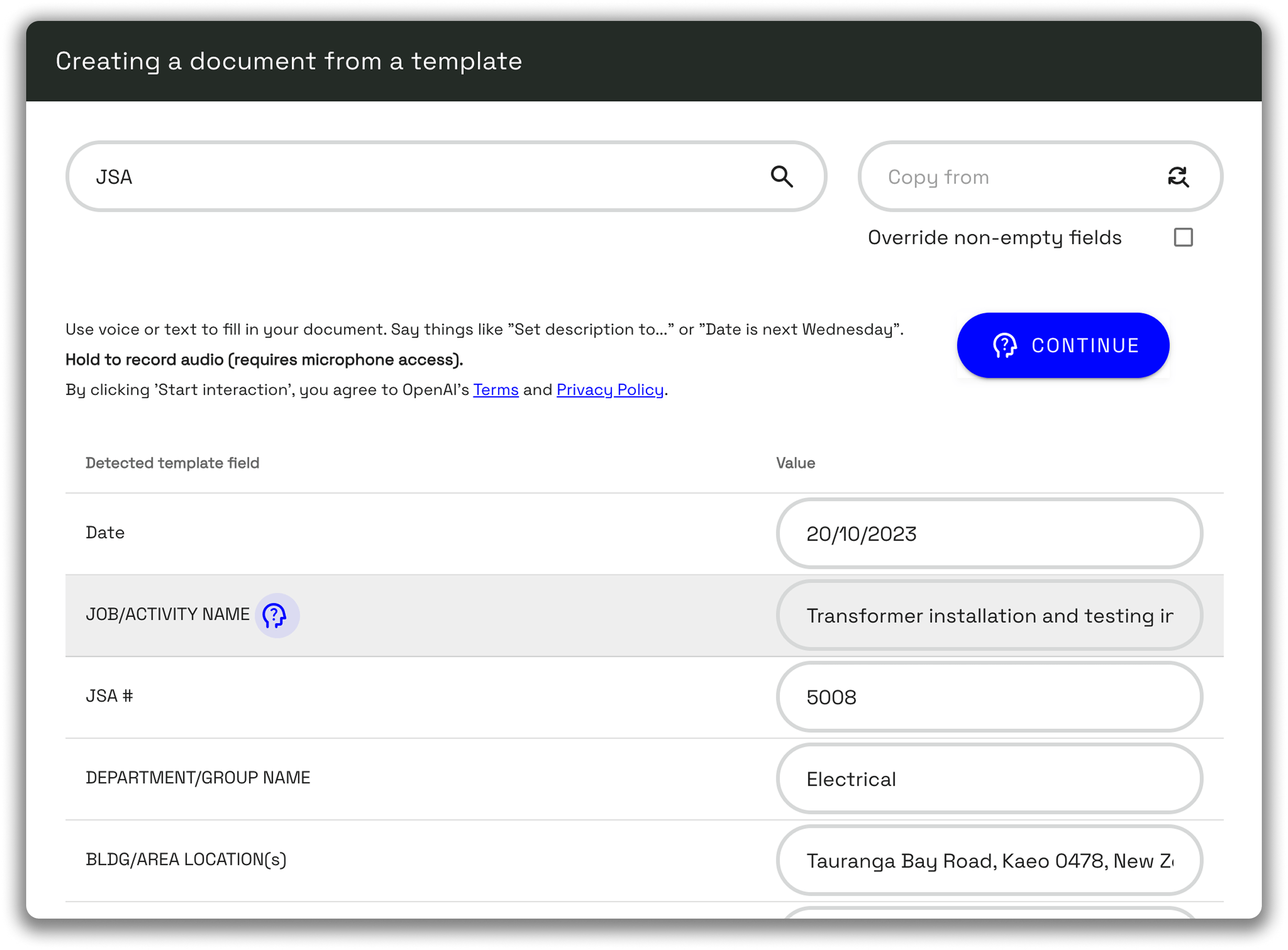 AMPS - Template and Document Control